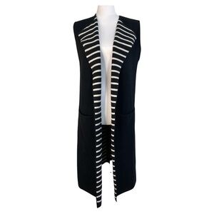 Moth (Anthropologie)‎ Longline Open Front Sweater Vest Black Size OS